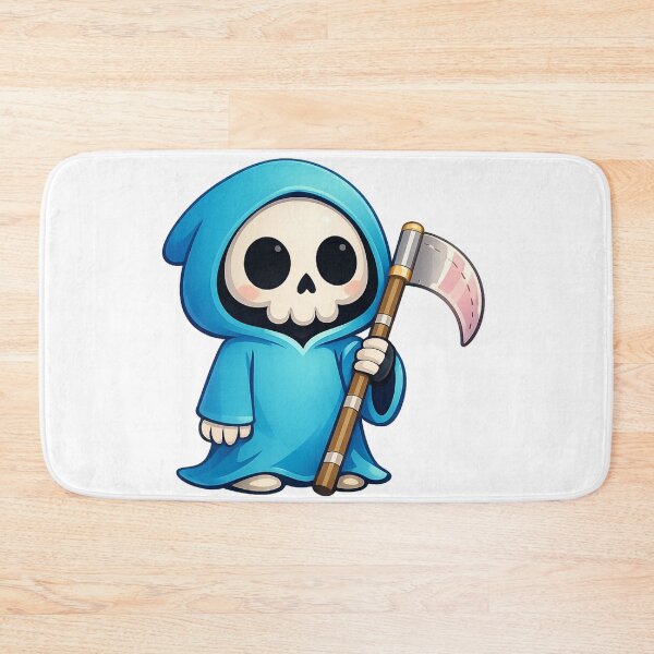 Item preview, Cute Grim Reaper Blue Robe Kawaii Death Scythe Sticker designed and sold by SoftSproutstu.