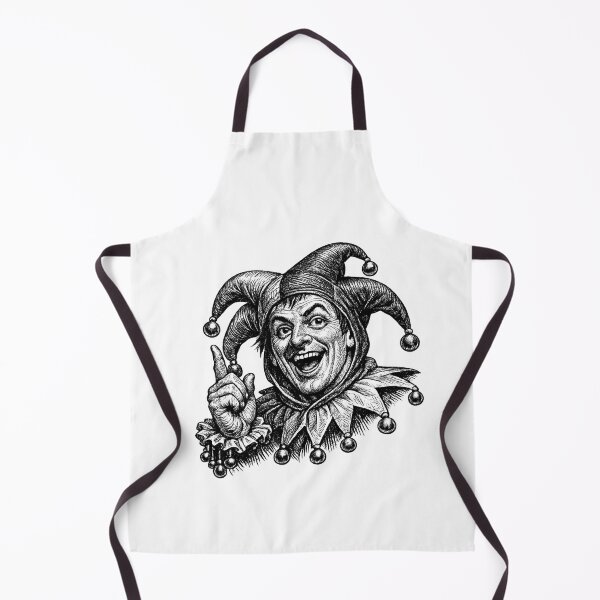 Item preview, Court Jester Ink Engraving | Vintage Medieval Fool Illustration | Tattoo Style Black and White Joker Art designed and sold by Resolution Retro.