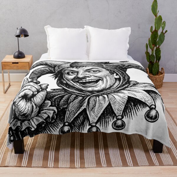 Item preview, Court Jester Ink Engraving | Vintage Medieval Fool Illustration | Tattoo Style Black and White Joker Art designed and sold by Resolution Retro.