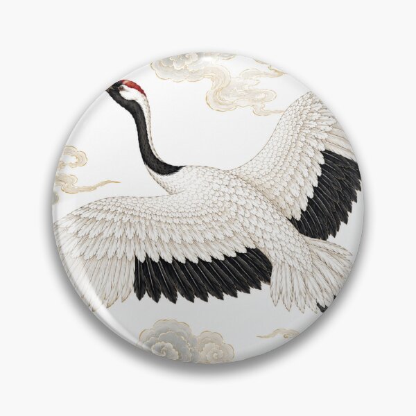 Item preview, Traditional Korean Crane and Clouds Illustration | White Background Folk Art designed and sold by K-Tradition.
