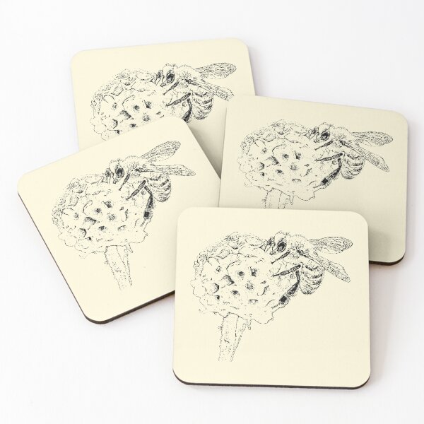 Item preview, Honey Bee on Golden Buddleia - (#FFF7D9) designed and sold by The Stippler Process.