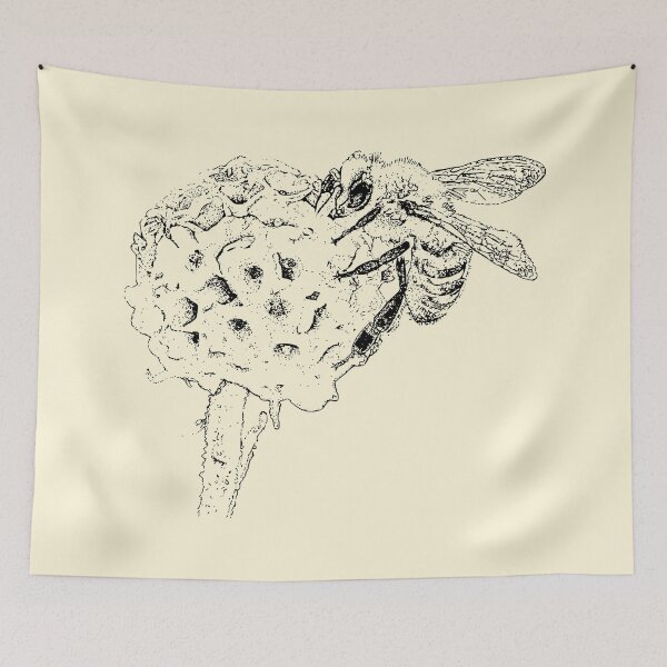 Item preview, Honey Bee on Golden Buddleia - (#FFF7D9) designed and sold by The Stippler Process.