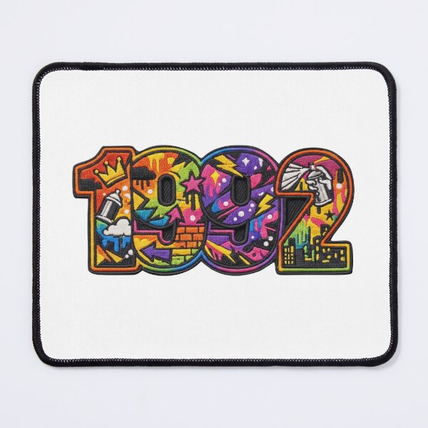 Item preview, Vintage 1992 Design Fake Embroidery Street Art Patch Style designed and sold by digital.stickerperso.com.