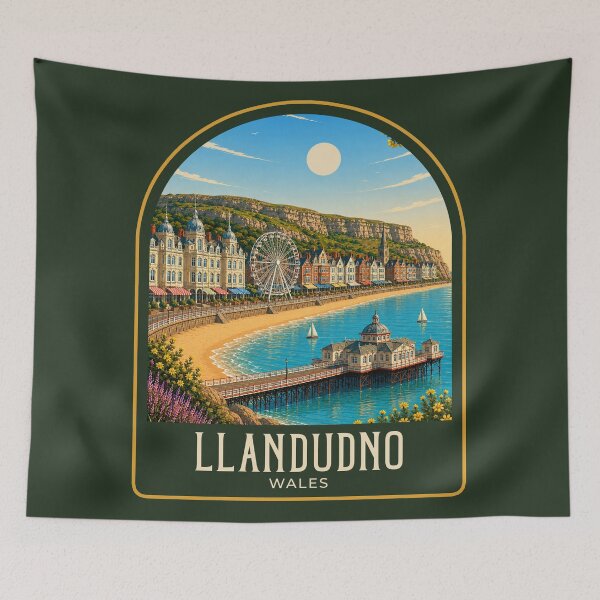 Item preview, Llandudno Vintage Travel Illustration designed and sold by HomeLivingCo.