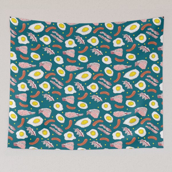 Item preview, Bacon Eggs Sausages Breakfast Food Pattern designed and sold by HotHibiscus.