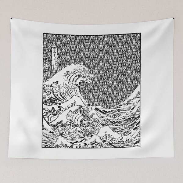 Item preview, The great wave - Japanese Line Art Graphic designed and sold by TheNoirShop.