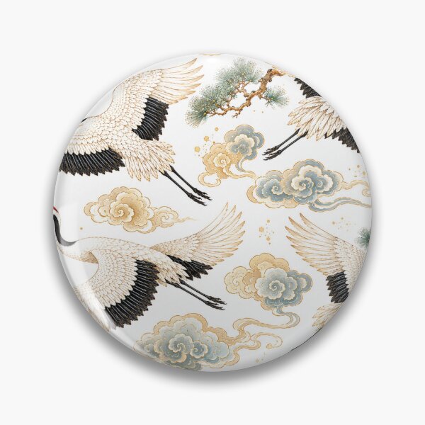 Item preview, Traditional Korean Crane and Clouds Pattern | Seamless Folk Art Surface Design designed and sold by K-Tradition.