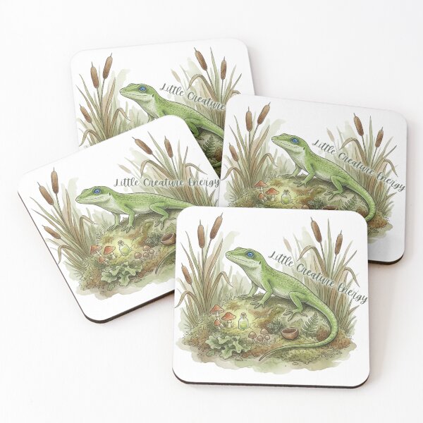 Item preview, Little Creature Energy Green Anole Lizard Sticker designed and sold by HoneyBreezeCo.
