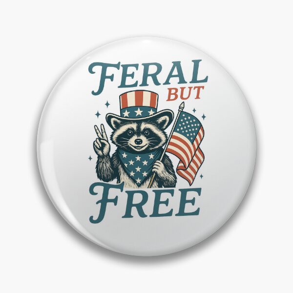 Item preview, Feral But Free Raccoon 4th Of July designed and sold by IzemART .