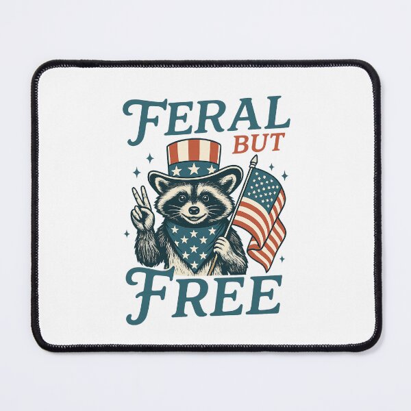 Item preview, Feral But Free Raccoon 4th Of July designed and sold by IzemART .