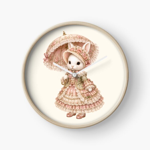 Item preview, Elegant Victorian Bunny with Rose Parasol and Floral Lace Dress designed and sold by looplandger.