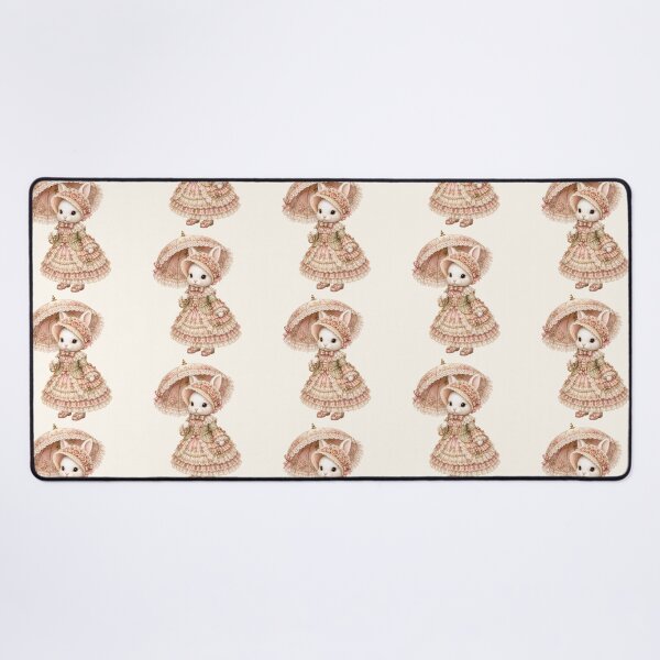 Item preview, Elegant Victorian Bunny with Rose Parasol and Floral Lace Dress designed and sold by looplandger.
