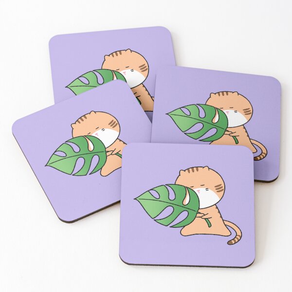 Item preview, Cute Cat Hiding Behind Monstera Leaf Illustration designed and sold by ubborn.