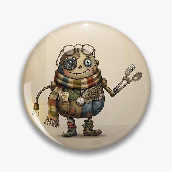 Item preview, Fred the Cute Steampunk Robot | Whimsical Scrapbook Cyborg Art | Awkward Quirky Character Design designed and sold by SergioMiklos.