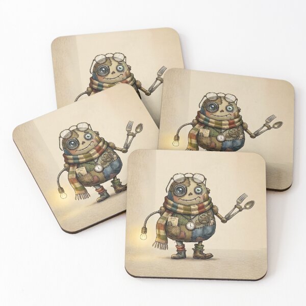 Item preview, Fred the Cute Steampunk Robot | Whimsical Scrapbook Cyborg Art | Awkward Quirky Character Design designed and sold by SergioMiklos.
