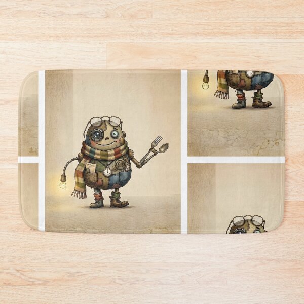Item preview, Fred the Cute Steampunk Robot | Whimsical Scrapbook Cyborg Art | Awkward Quirky Character Design designed and sold by SergioMiklos.