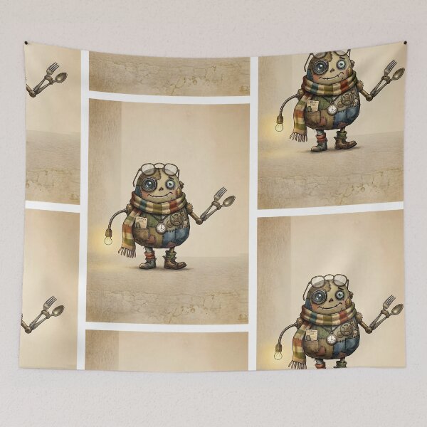 Item preview, Fred the Cute Steampunk Robot | Whimsical Scrapbook Cyborg Art | Awkward Quirky Character Design designed and sold by SergioMiklos.