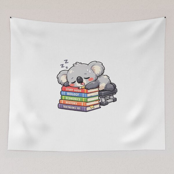 Item preview, Exhausted Student Koala Sleeping On Books College Humor designed and sold by MIROUZ2000.