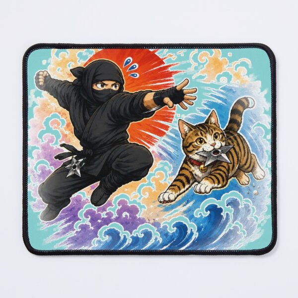 Item preview, Ninja Cat Battle | Japanese Ukiyo-e Style Sticker designed and sold by Aguri-tei.