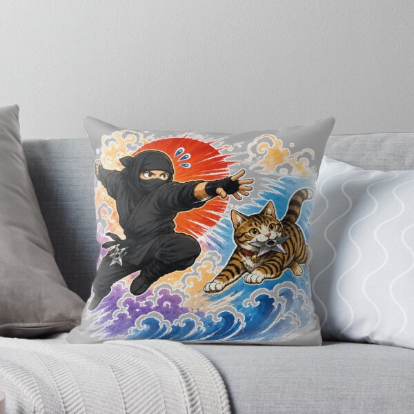 Item preview, Ninja Cat Battle | Japanese Ukiyo-e Style Sticker designed and sold by Aguri-tei.