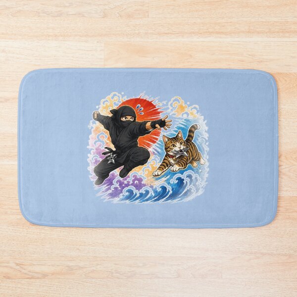 Item preview, Ninja Cat Battle | Japanese Ukiyo-e Style Sticker designed and sold by Aguri-tei.