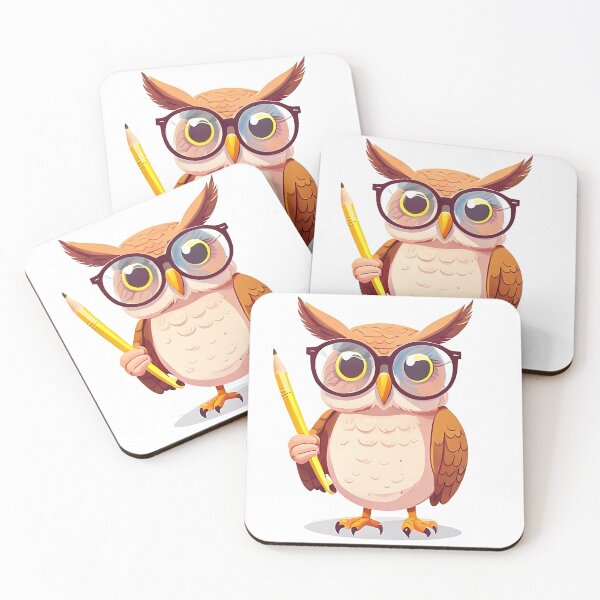Item preview, Wise Owl: Owl with Glasses Holding Pencil Teacher  designed and sold by Mercella-Inc.