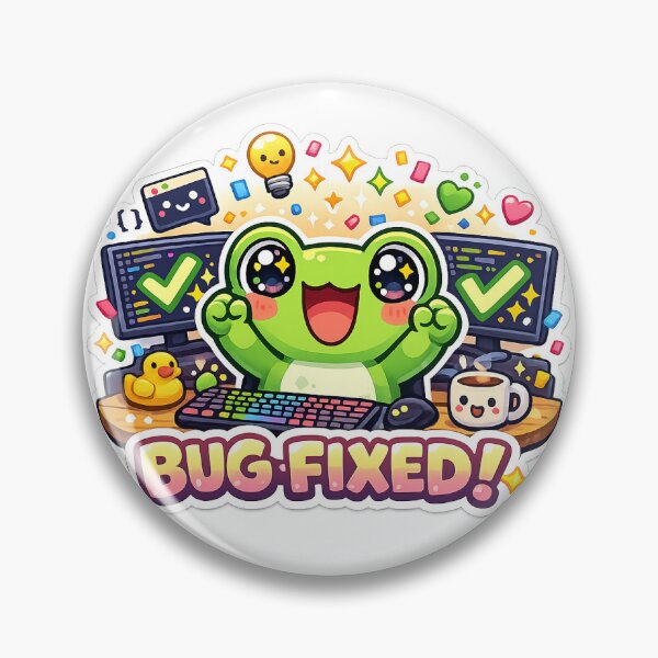 Item preview, Kawaii Frog Bug Fixed Coder Sticker designed and sold by Cozy404Lab.
