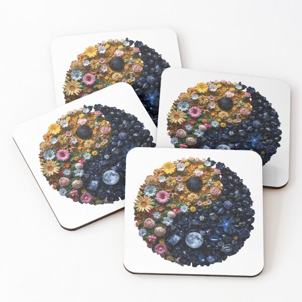 Item preview, Day & Night Floral Yin Yang - Boho Crystal Aesthetic designed and sold by Melian Vintage.