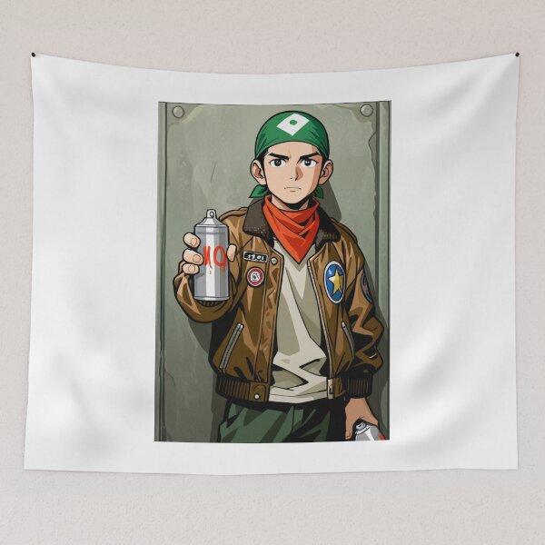 Item preview, Fashion - Man in Brown Bomber Jacket Spray Can Streetwear Anime designed and sold by AnimeShin.