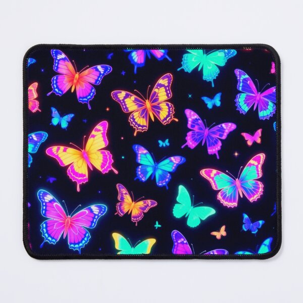 Item preview, Neon Glowing Butterflies Pattern Psychedelic Art designed and sold by ExploreAura Studio.