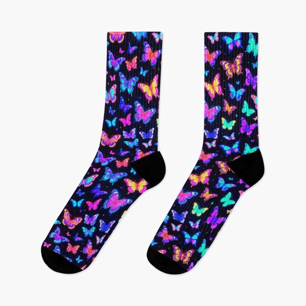 Item preview, Neon Glowing Butterflies Pattern Psychedelic Art designed and sold by ExploreAura Studio.