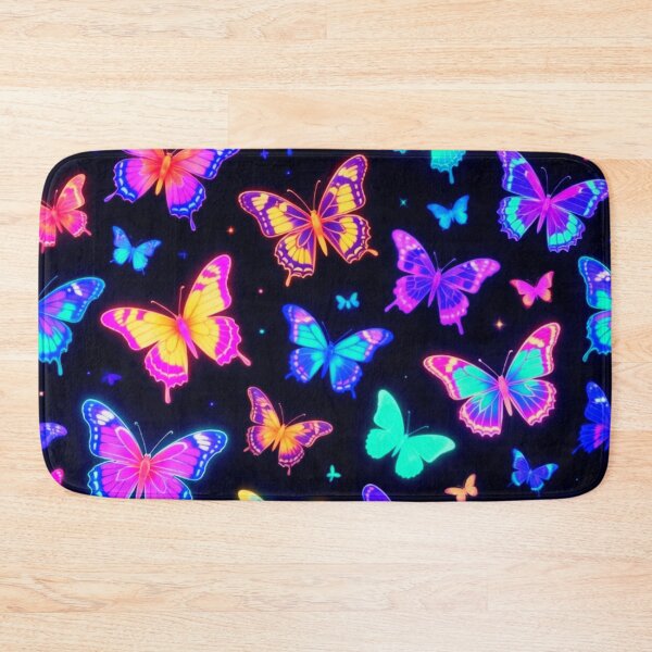 Item preview, Neon Glowing Butterflies Pattern Psychedelic Art designed and sold by ExploreAura Studio.