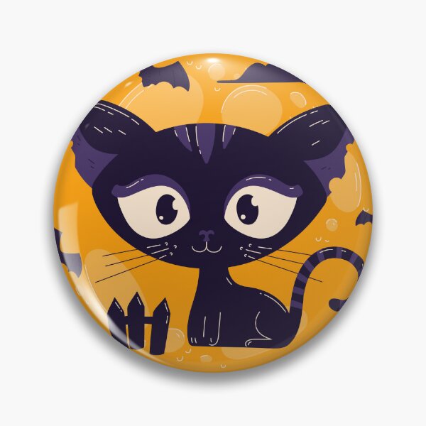 Item preview, Kawaii Halloween Black Cat Full Moon Bats Cute Spooky Purple Orange Graphic T-Shirt designed and sold by DERA RAY.