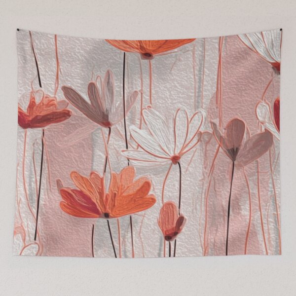 Item preview, Vintage Terracotta Wildflowers Oil Paint Pastel Floral Art designed and sold by LYAN-STORE.