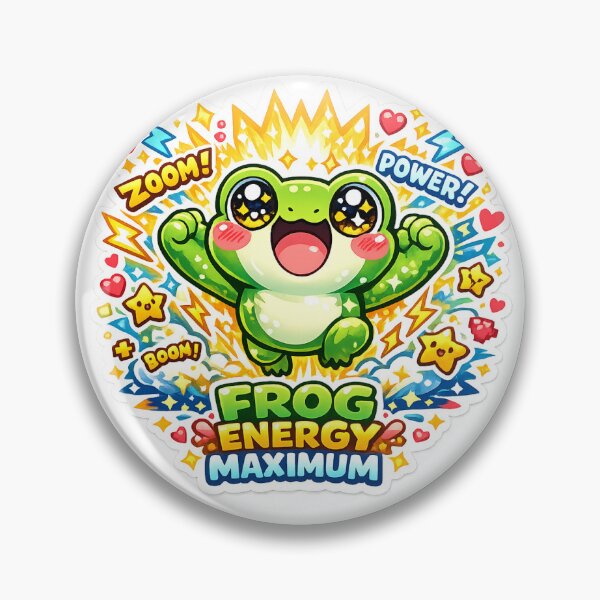Item preview, Kawaii Frog Maximum Energy Hype Sticker designed and sold by Cozy404Lab.
