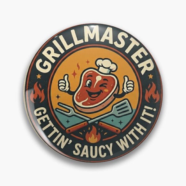 Item preview, Funny Grillmaster BBQ Cartoon Emblem – Gettin’ Saucy With It designed and sold by Wear Sculpt.