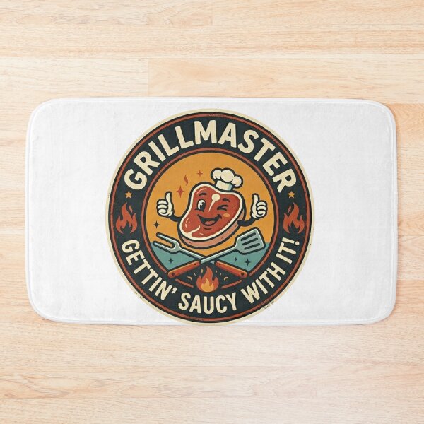 Item preview, Funny Grillmaster BBQ Cartoon Emblem – Gettin’ Saucy With It designed and sold by Wear Sculpt.