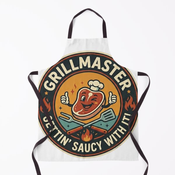Item preview, Funny Grillmaster BBQ Cartoon Emblem – Gettin’ Saucy With It designed and sold by Wear Sculpt.