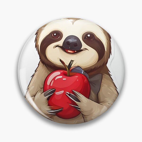 Item preview, Sloth Apple: Smiling Sloth with Bowtie Holding Red designed and sold by Mercella-Inc.
