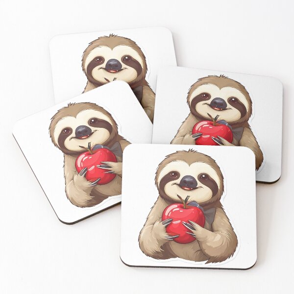 Item preview, Sloth Apple: Smiling Sloth with Bowtie Holding Red designed and sold by Mercella-Inc.