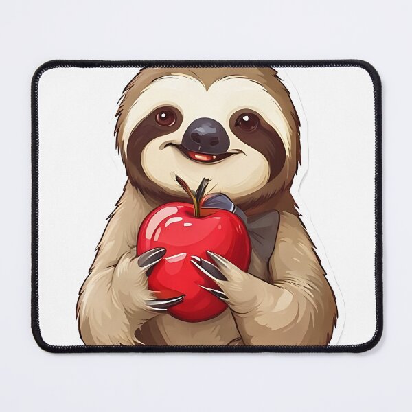 Item preview, Sloth Apple: Smiling Sloth with Bowtie Holding Red designed and sold by Mercella-Inc.