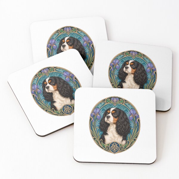 Item preview, TriColor Cavalier King Charles Spaniel Art Nouveau designed and sold by AntiqueImages.
