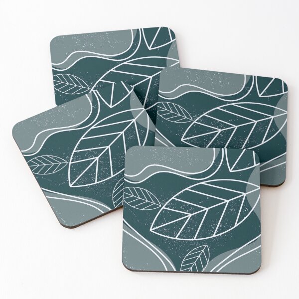 Item preview, Dark Teal Botanical Leaves Pattern Minimalist Line Art designed and sold by LYAN-STORE.