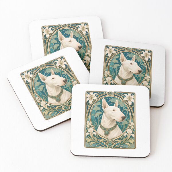 Item preview, Belle Epoque Bull Terrier Dog Mom Dad Art designed and sold by AntiqueImages.