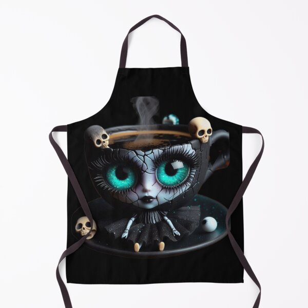 Item preview, Cosmic Coffeehouse Steaming Goth Cup with Neon Turquoise Eyes designed and sold by LujziWorld.