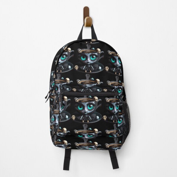 Item preview, Cosmic Coffeehouse Steaming Goth Cup with Neon Turquoise Eyes designed and sold by LujziWorld.