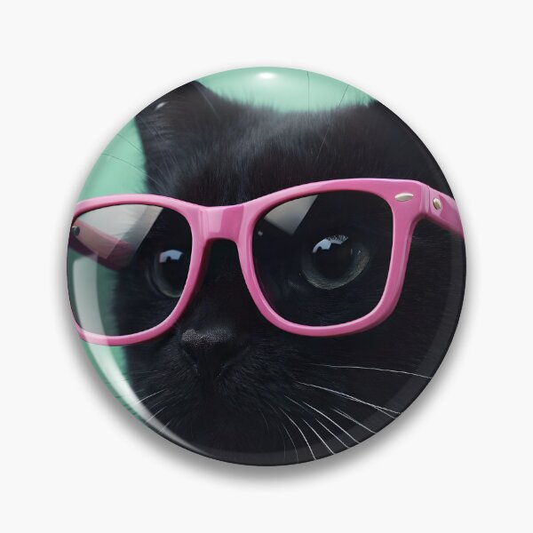 Item preview, Black Cat in Pink Glasses designed and sold by MissBandBruno.