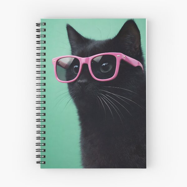 Item preview, Black Cat in Pink Glasses designed and sold by MissBandBruno.