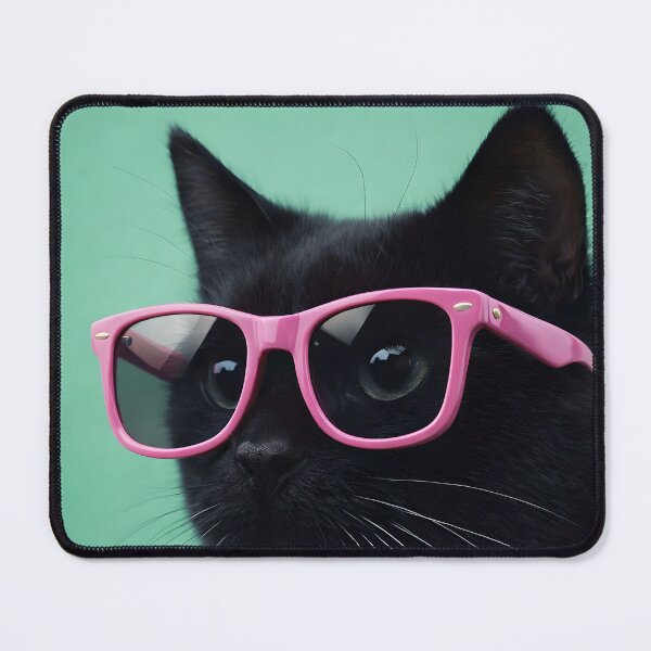 Item preview, Black Cat in Pink Glasses designed and sold by MissBandBruno.