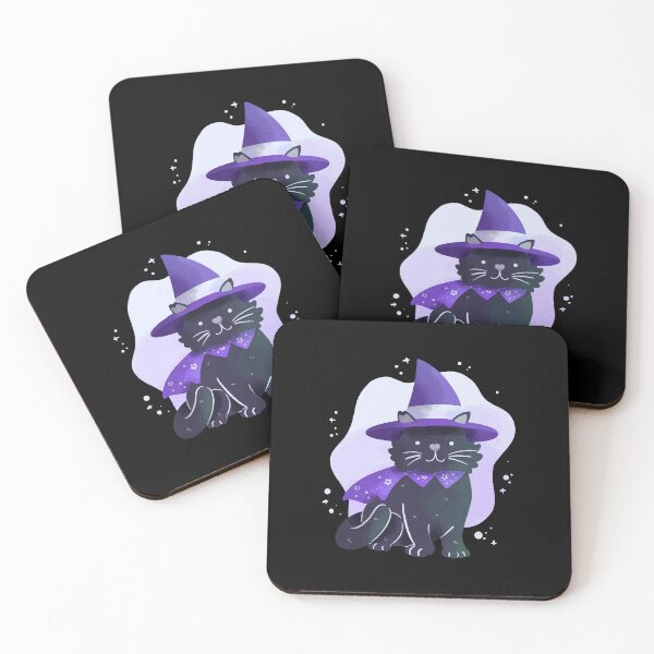 Item preview, Cute Black Cat Witch Hat Starry Purple Cape Watercolor Magical Halloween Graphic T-Shirt designed and sold by DERA RAY.
